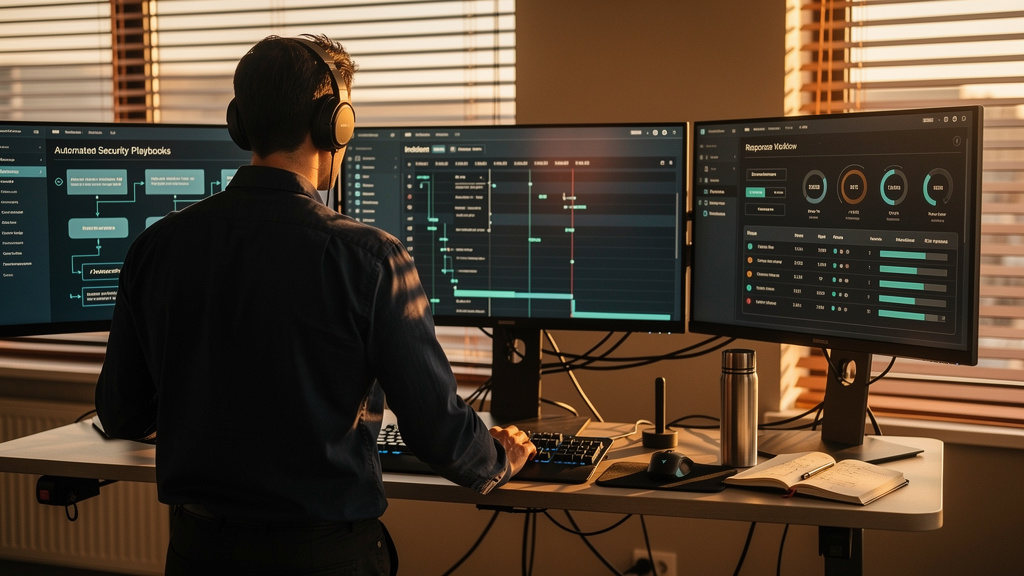 Security analyst implementing automation best practices efficiently