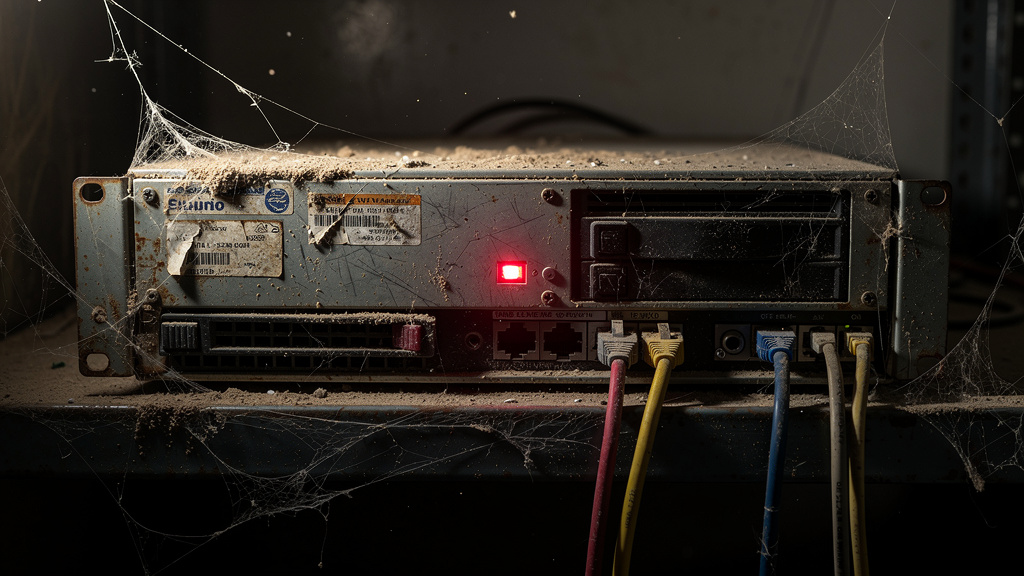 Neglected server representing unpatched security vulnerabilities detected by automated vulnerability scanning