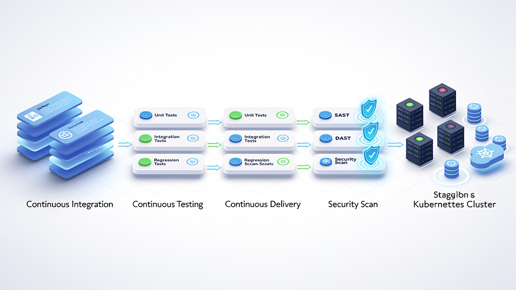 DevSecOps pipeline with integrated security scanning checkpoints