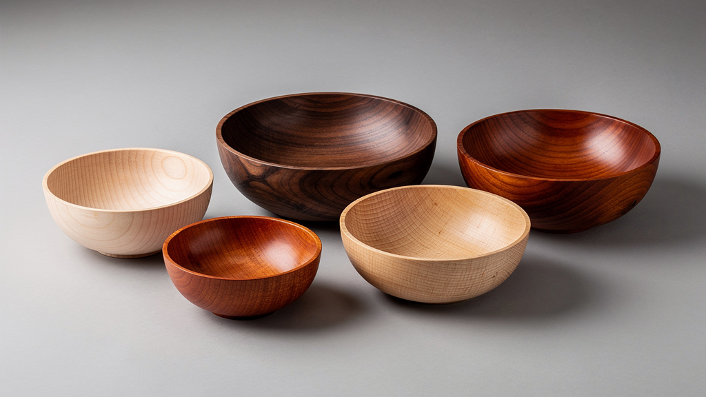 Handcrafted wooden bowls in multiple wood species