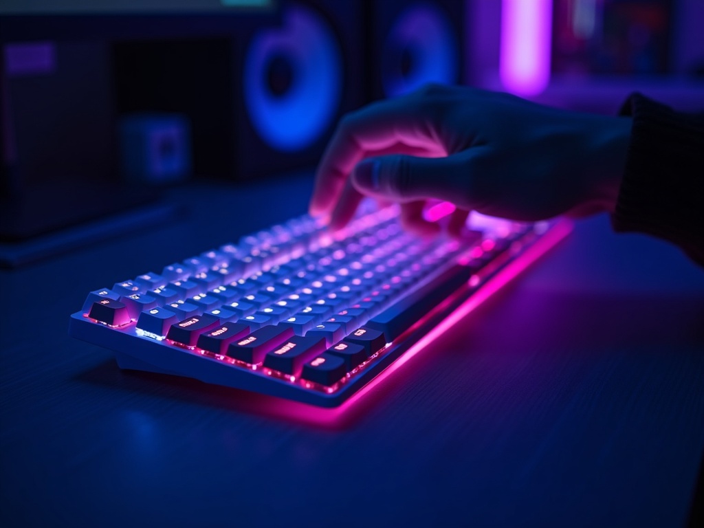 Usuario gamer utilizando teclado mecánico 60% EPOMAKER SK61