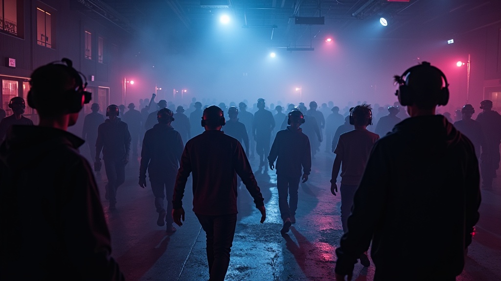 Jugador inmerso en la realidad virtual apuntando en un escenario de apocalipsis zombie