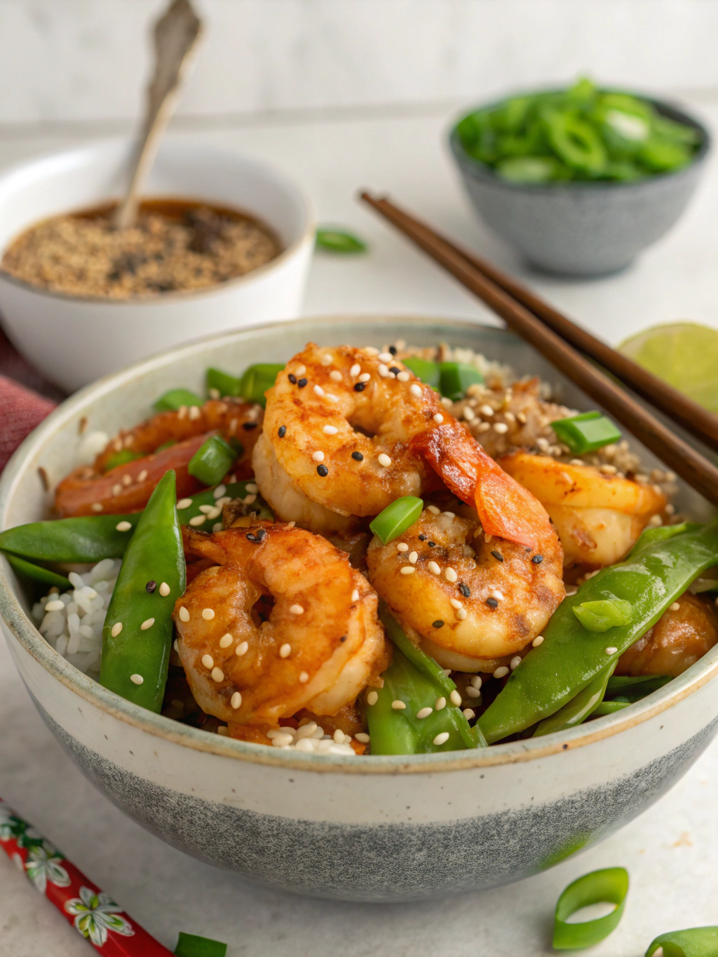 Honey Garlic Shrimp Bowl: