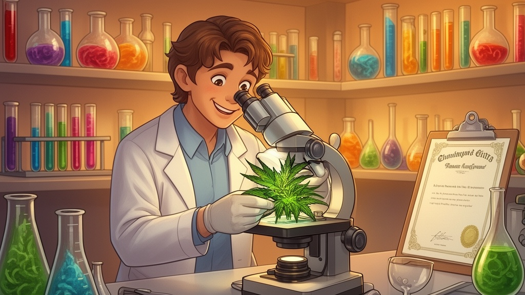 Laboratory technician testing cannabis sample for quality