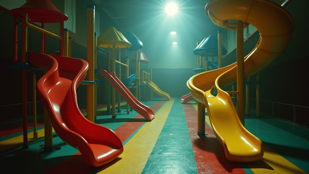 Escena de terror VHS con distorsión visual en Backrooms Missing Persons para VR.