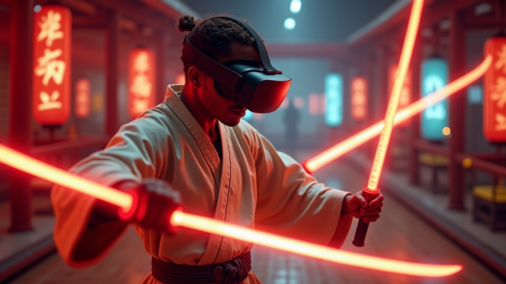 Jugador inmerso en la experiencia Fruit Ninja VR en Barcelona