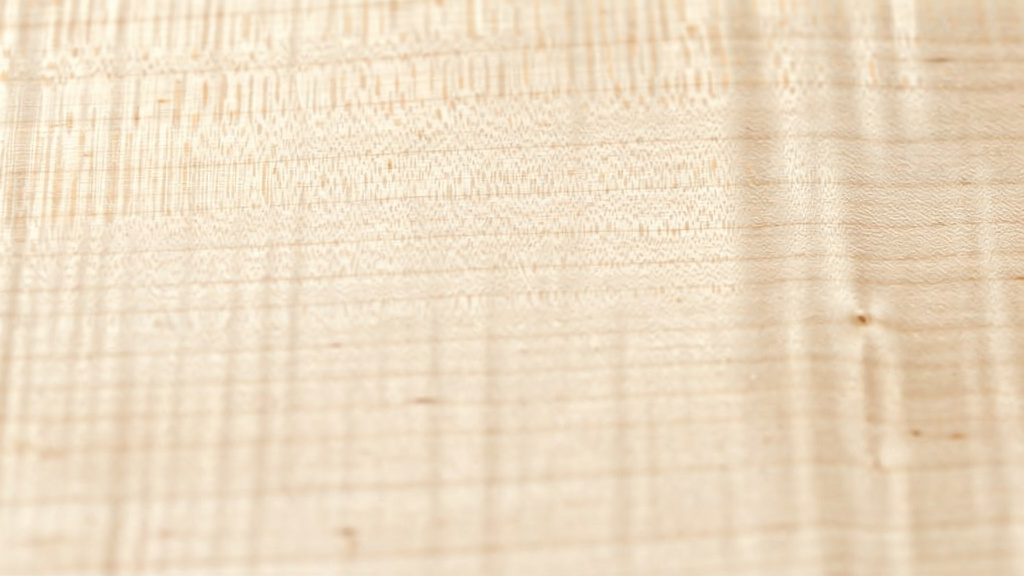 Détail du grain fin et de la texture du bois d'érable