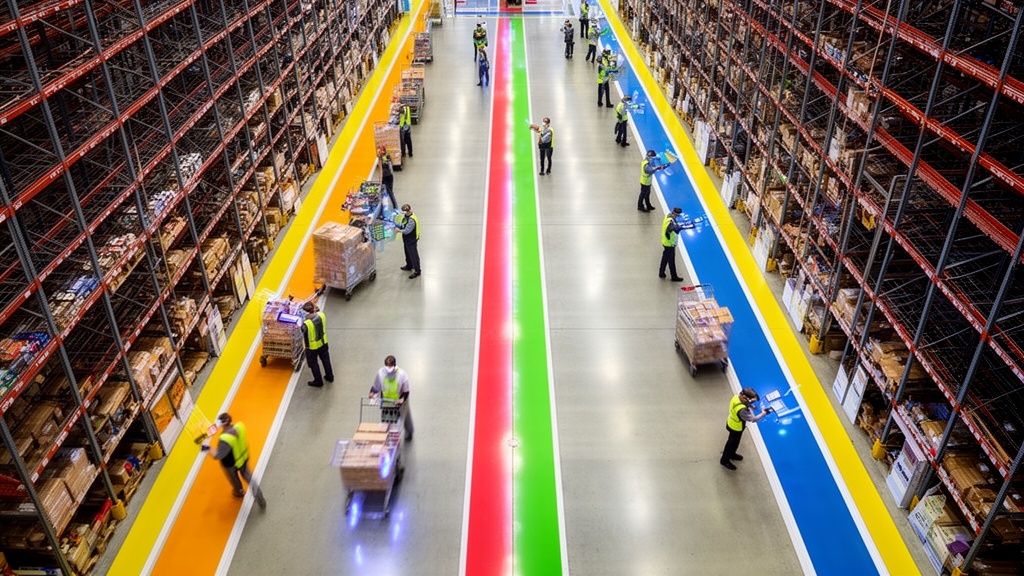 Streamlined warehouse operations with workers managing inventory efficiently