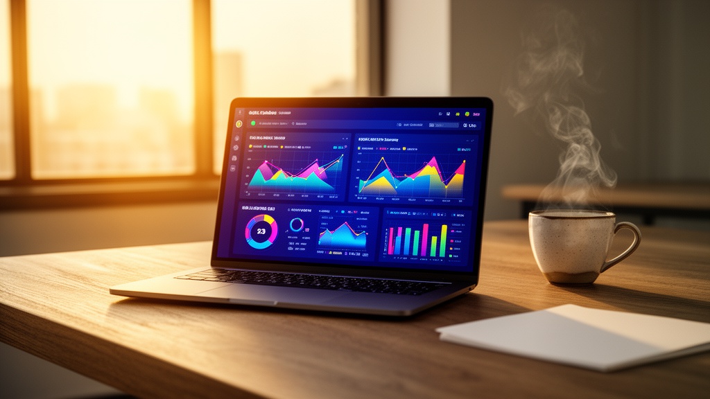 Computer displaying inventory management analytics and performance metrics