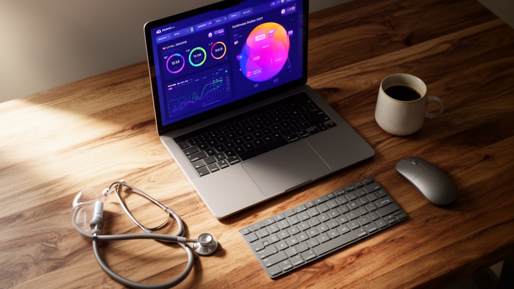 Digital healthcare tools in a professional workspace for efficient healthcare automation
