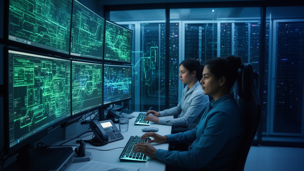 Healthcare IT security team monitoring systems