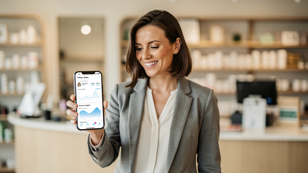 Owner analyzing customer loyalty program data