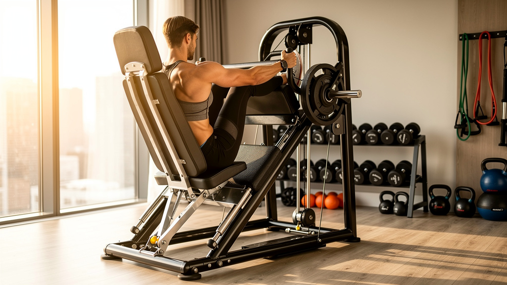 Person performing resistance training on leg press machine