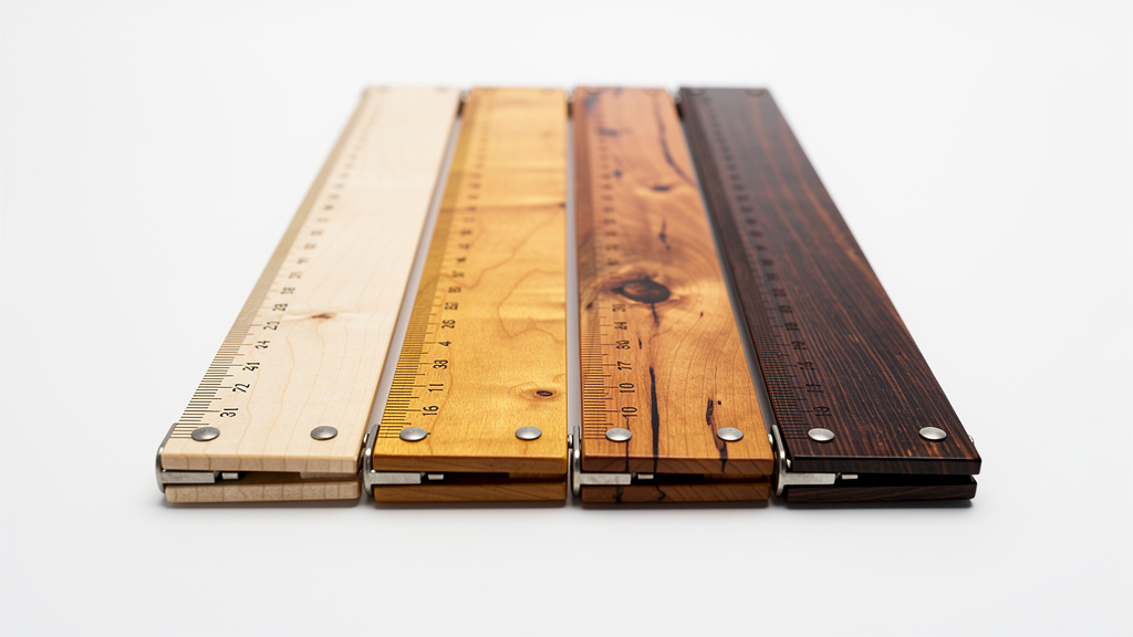 Different hardwood types for folding rulers