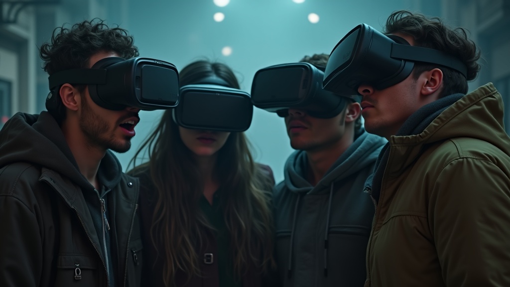 Jugador equipado con gafas de realidad virtual listo para la acción en Virtua Barcelona