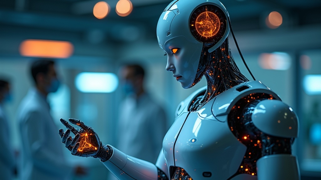 Detalle microscópico de la piel robótica neuromórfica con sus sensores táctiles integrados.