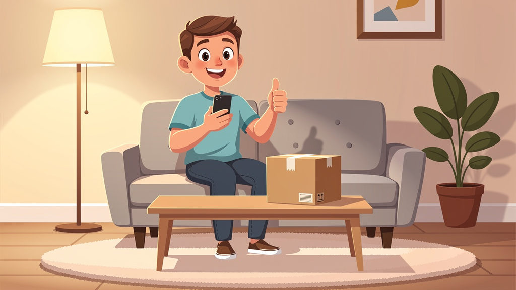 Happy customer reviewing cannabis delivery experience