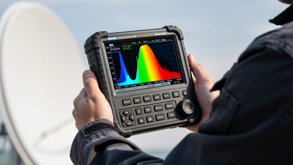 Spectrum analyzer measuring DVB broadcast signals