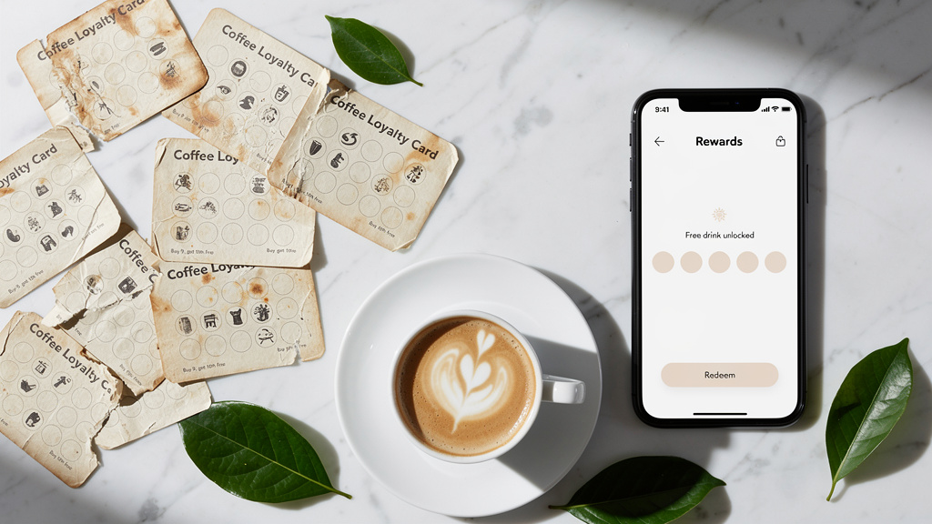 Comparison of physical punch cards and digital loyalty app