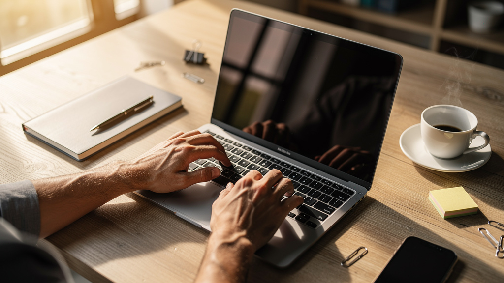 Professional working with technology in modern office setting