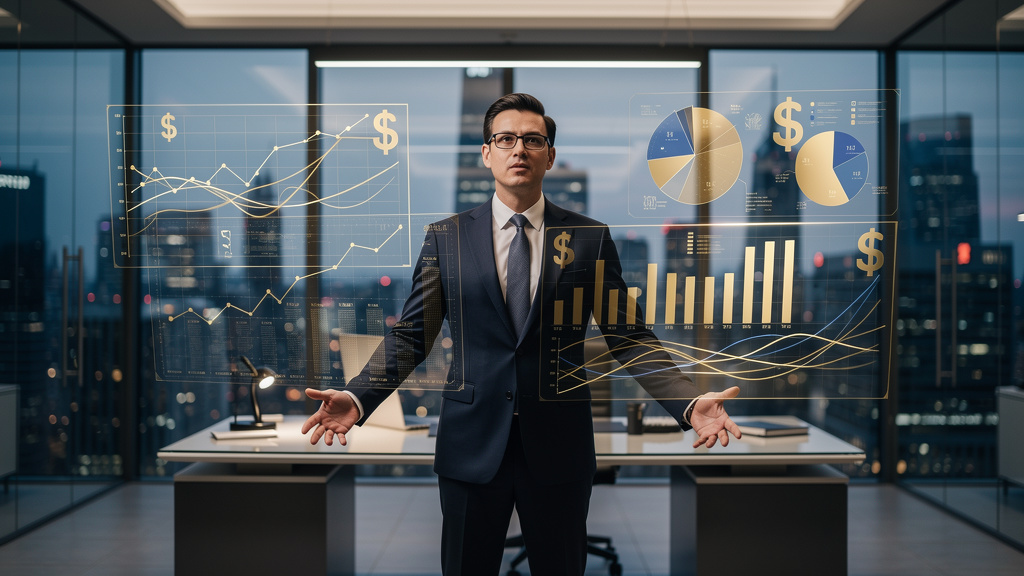 Financial executive analyzing AI-powered business intelligence data