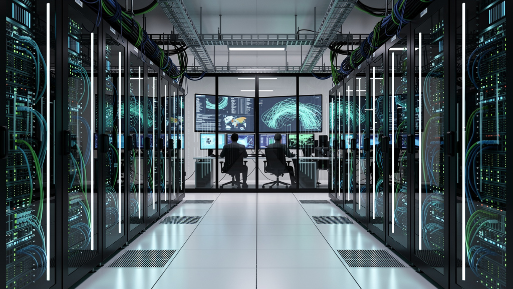 Enterprise IT infrastructure with cybersecurity monitoring systems