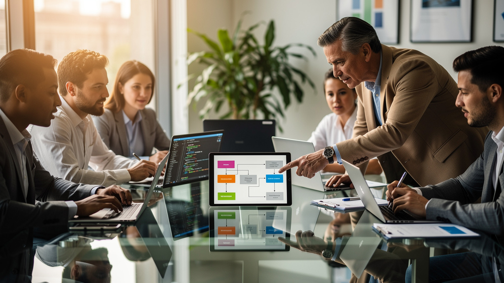 Team members building AI agents collaboratively