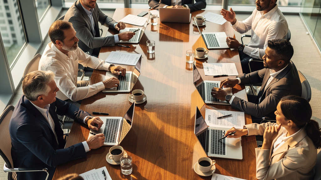 Business team discussing AI implementation challenges