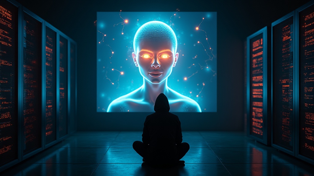 Concepto de regulación y control de emociones digitales con símbolos chinos