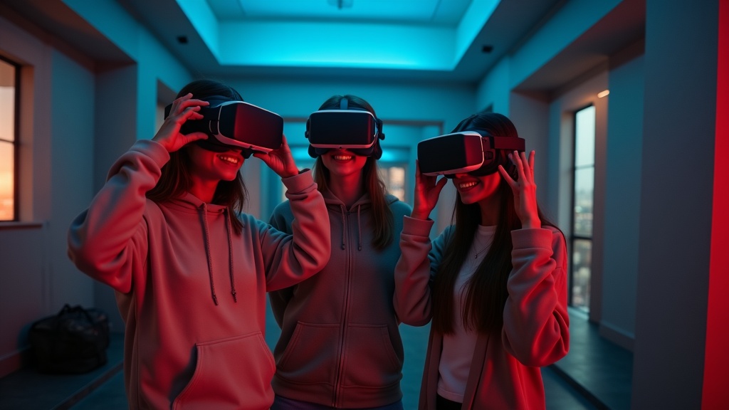 Personal de Virtua Barcelona asistiendo a un niño en su cumpleaños de realidad virtual