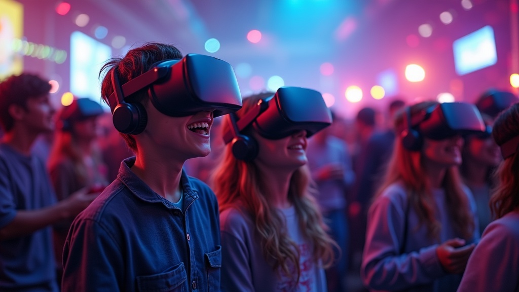 Grupo de jóvenes disfrutando de una fiesta de cumpleaños con realidad virtual en Barcelona