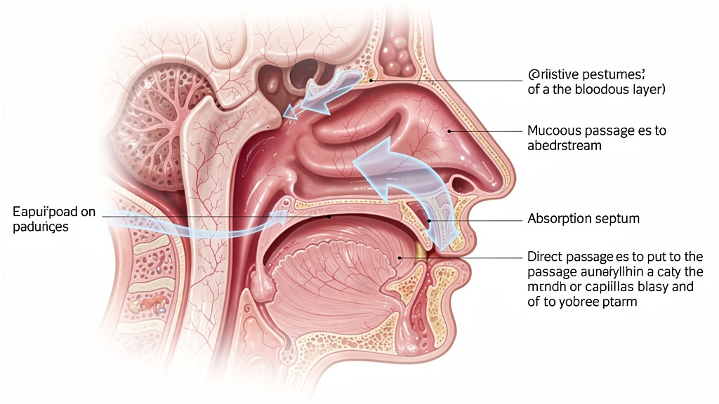 Nasal cavity showing direct absorption pathway