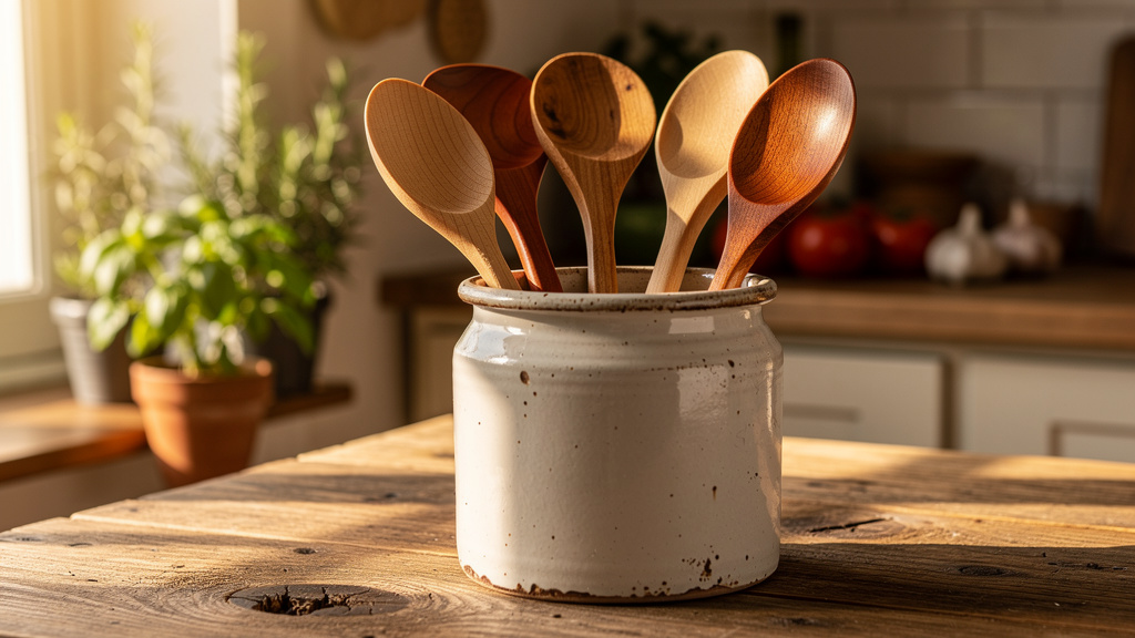 Traditionelle Holz-Kochlöffel in verschiedenen Formen und Größen