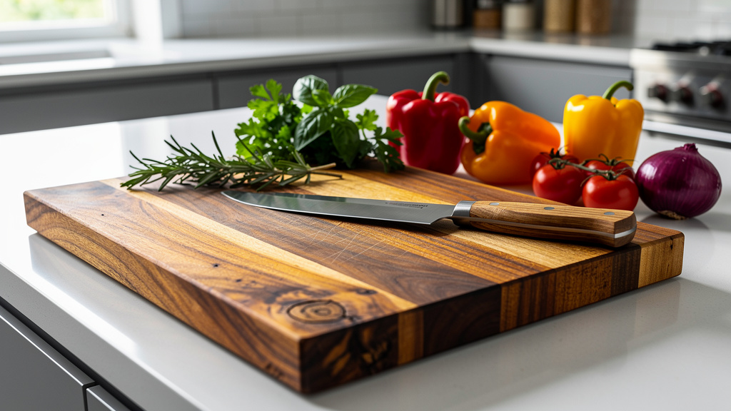 Hochwertiges Holz-Schneidebrett aus Akazienholz mit Maserung