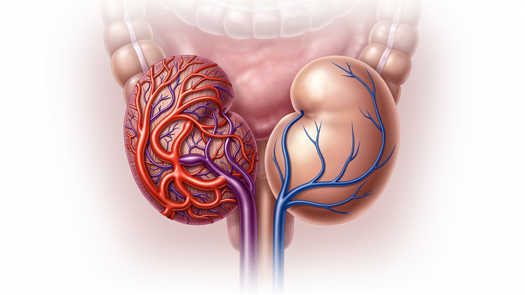 Anatomical illustration showing varicocele in male reproductive system