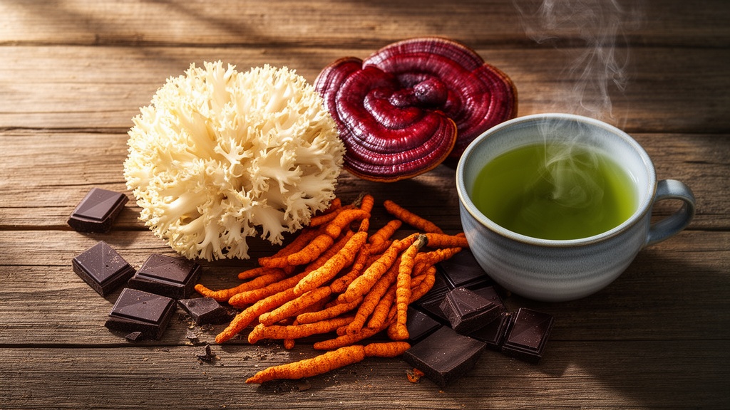 Medicinal mushrooms and natural anandamide-supporting ingredients