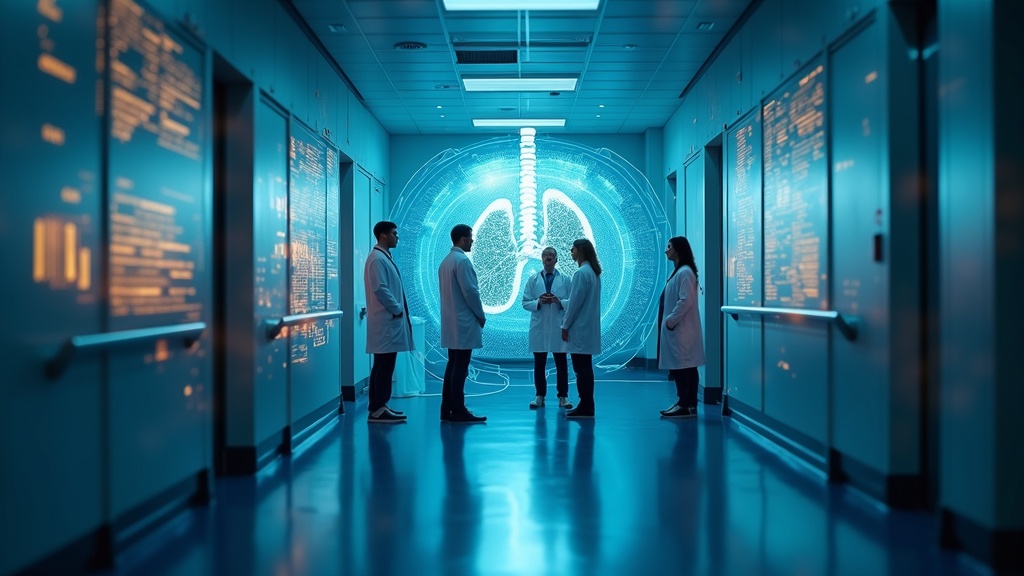 Representación visual de la tecnología de IDERHA analizando datos médicos con IA