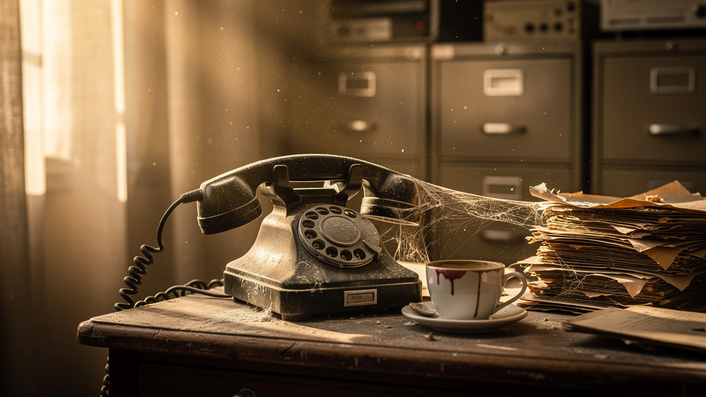 Dusty vintage telephone representing outdated answering systems