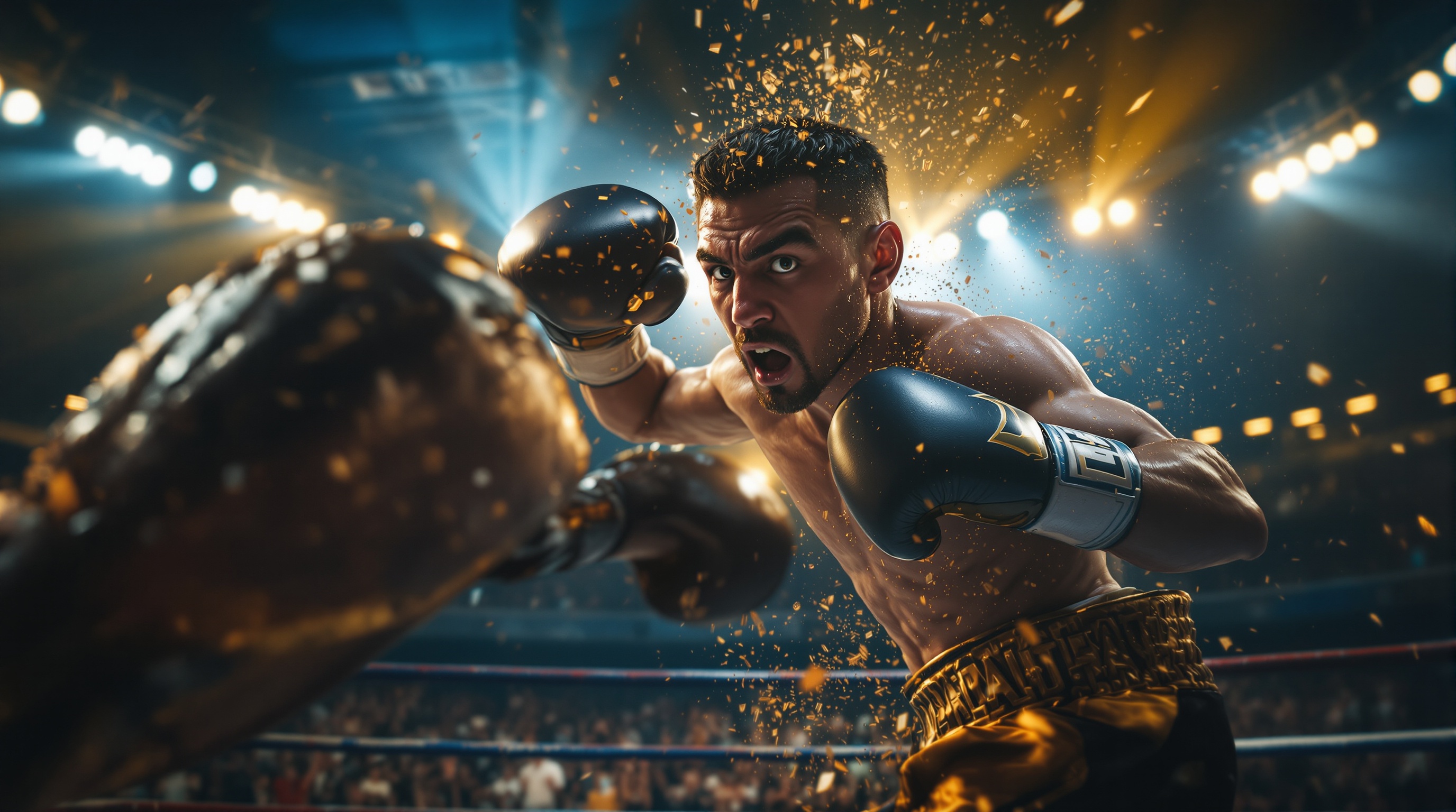 Captura de pantalla mostrando el combate intenso en el juego de boxeo Creed: Rise to Glory