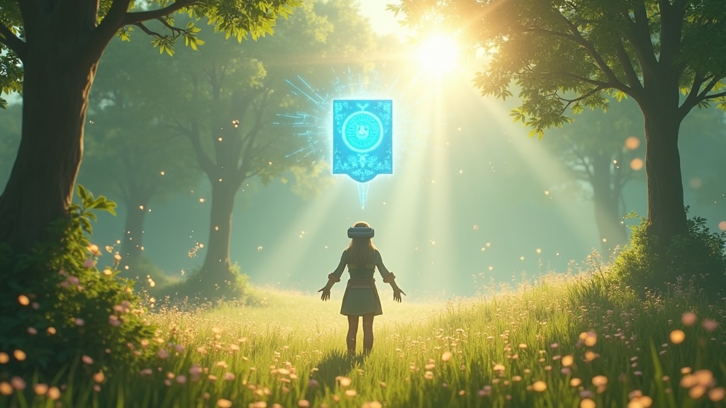 Link observando el paisaje de Hyrule en realidad virtual