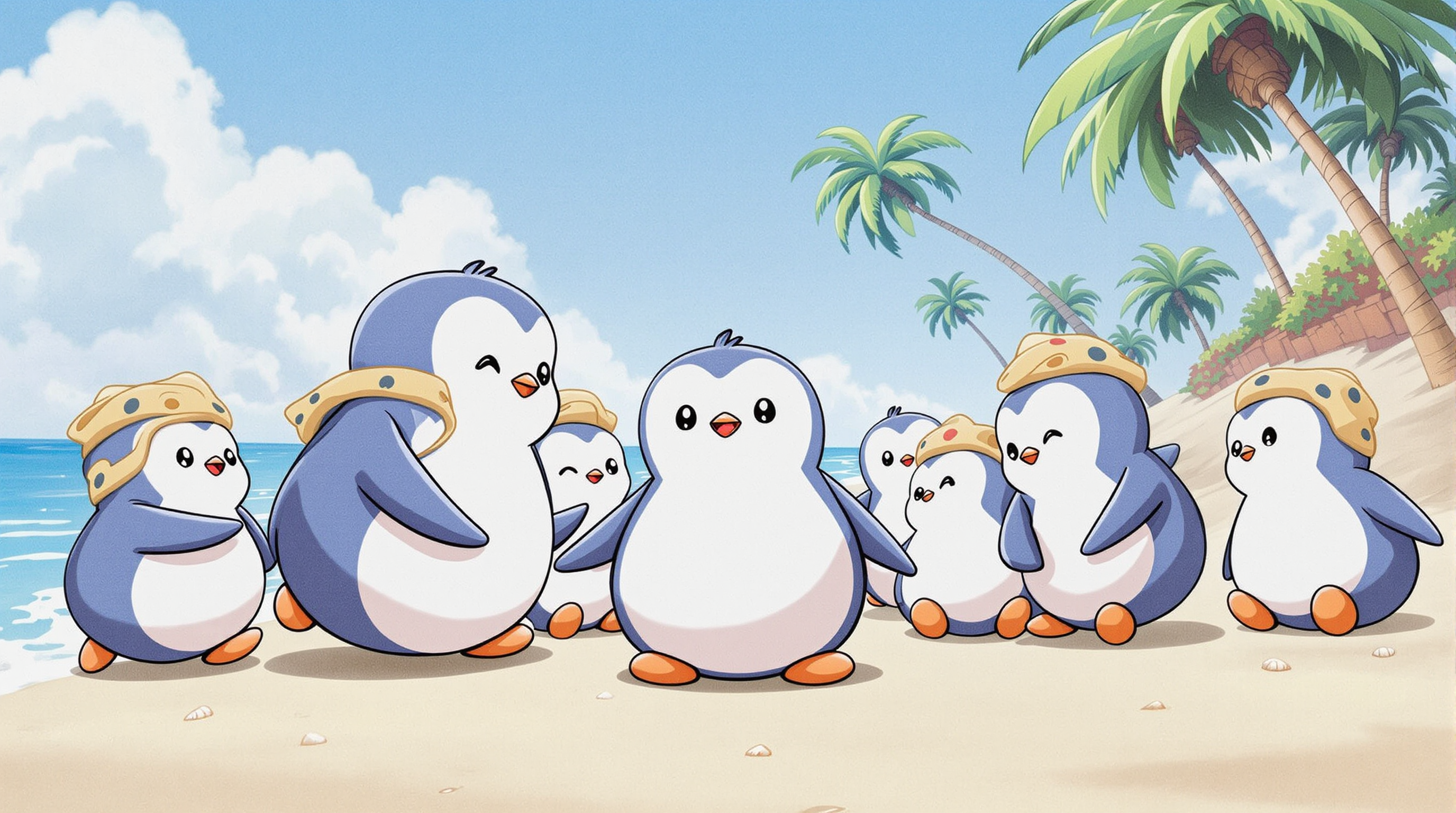 Lil pudgy #8002 with other pudgy Penguins.