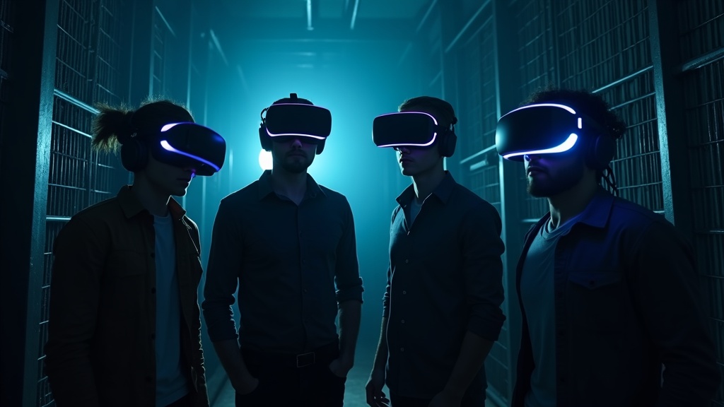Equipo de jugadores dentro de la experiencia Escape The Prison VR en Barcelona