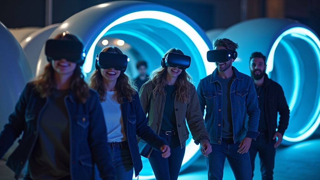 Jugadores inmersos en una experiencia de realidad virtual en Virtua Barcelona