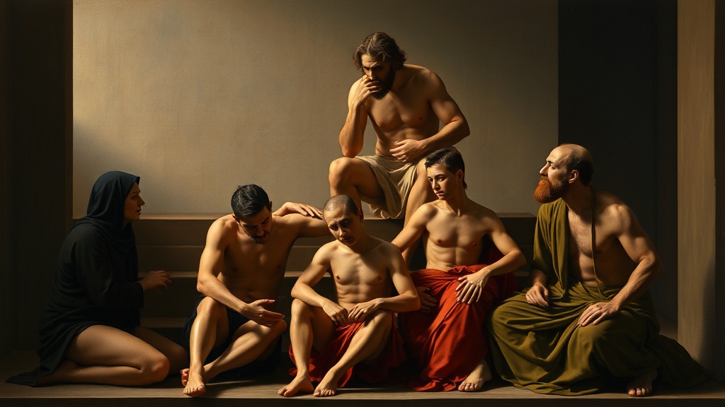 Allegorical scene about workplace bullying and servant leadership