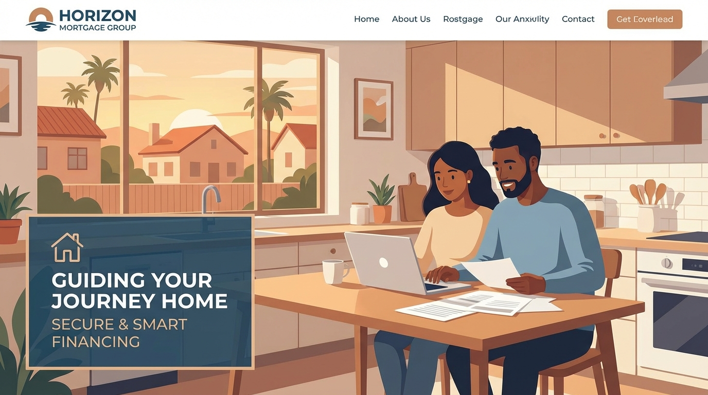 A professional and modern digital illustration of a suburban neighborhood featuring homes typical of