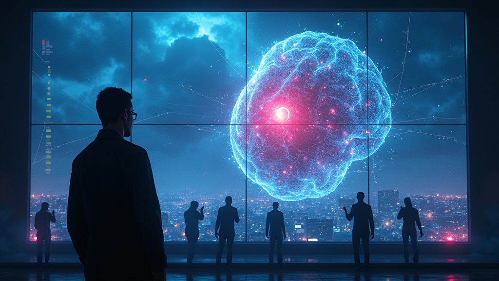 Yoshua Bengio analizando datos de redes neuronales en su laboratorio