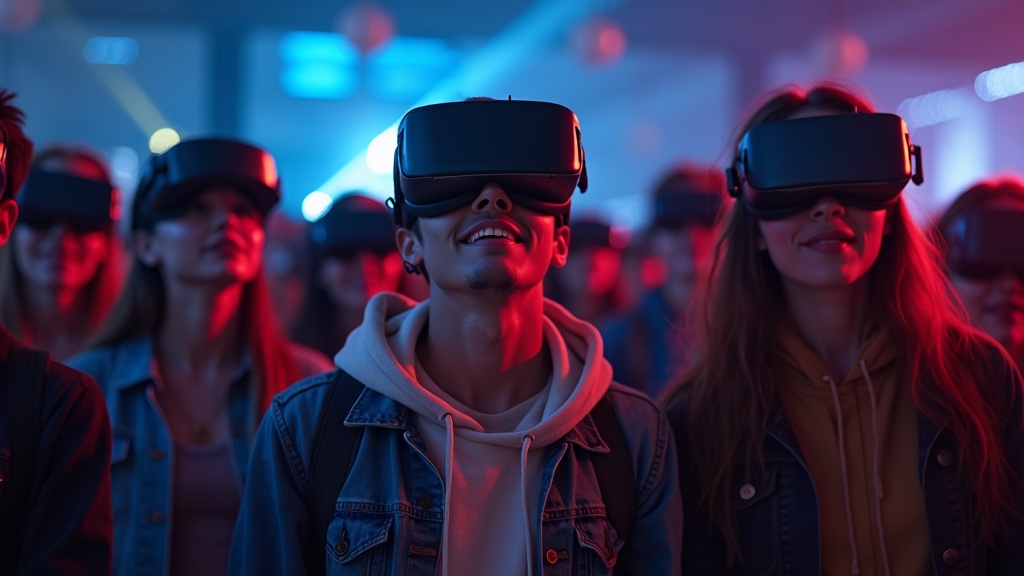 Grupo de empresa realizando un team building con un juego de realidad virtual