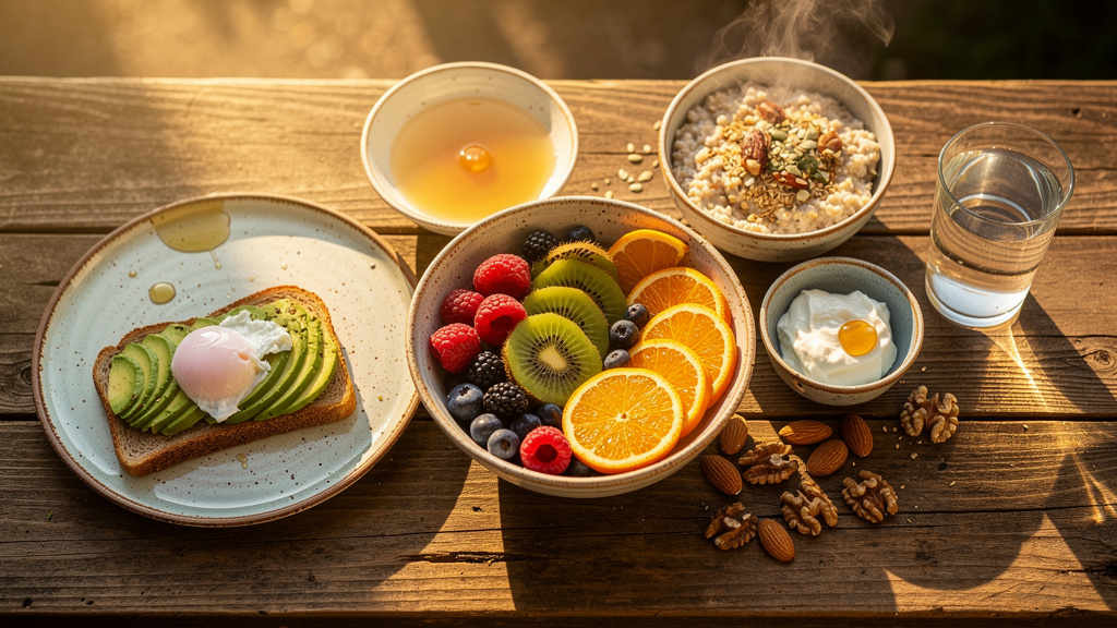 Nutritious breakfast with natural morning light