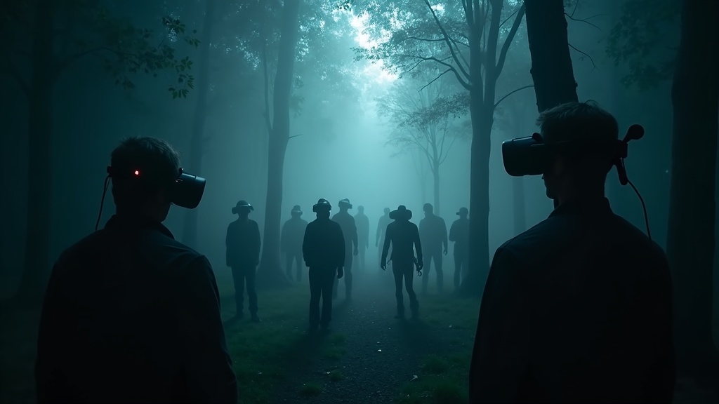 Jugadores inmersos en la experiencia de terror VR de SANCTUM en Barcelona