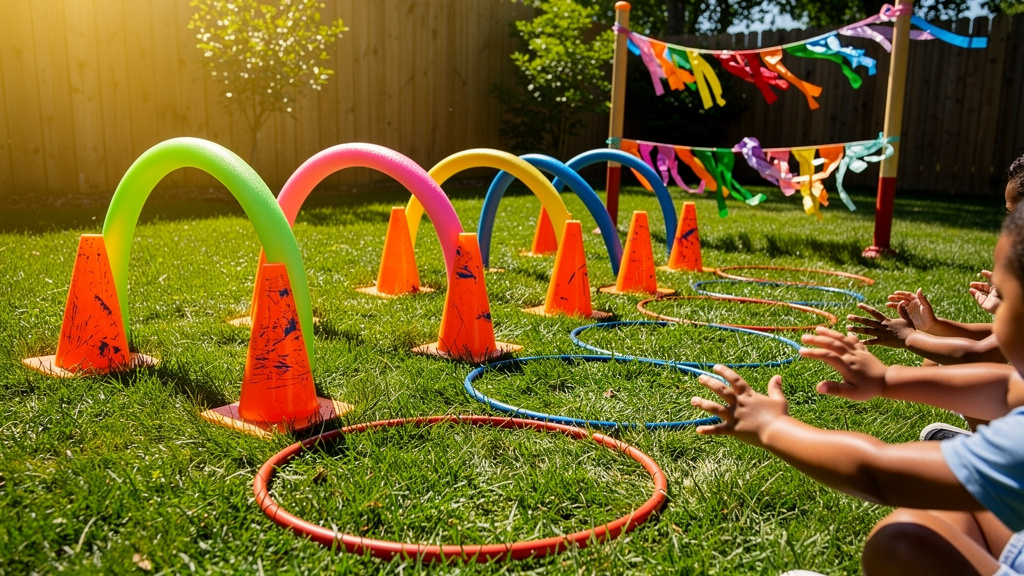 Backyard obstacle course for kids party
